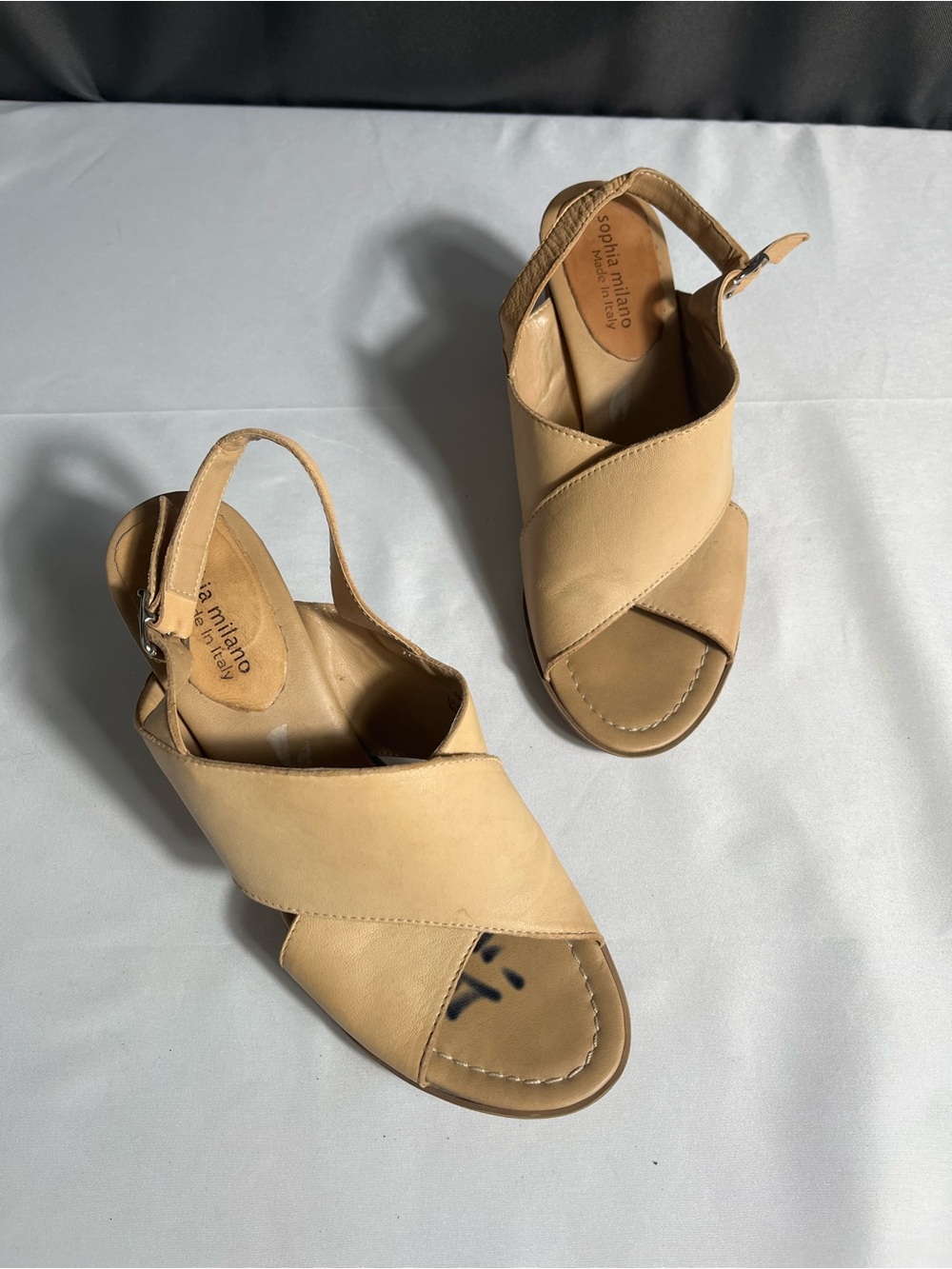 Sophia Milano Made in Italy Leather‎ Slingback Sandals Size 7.5